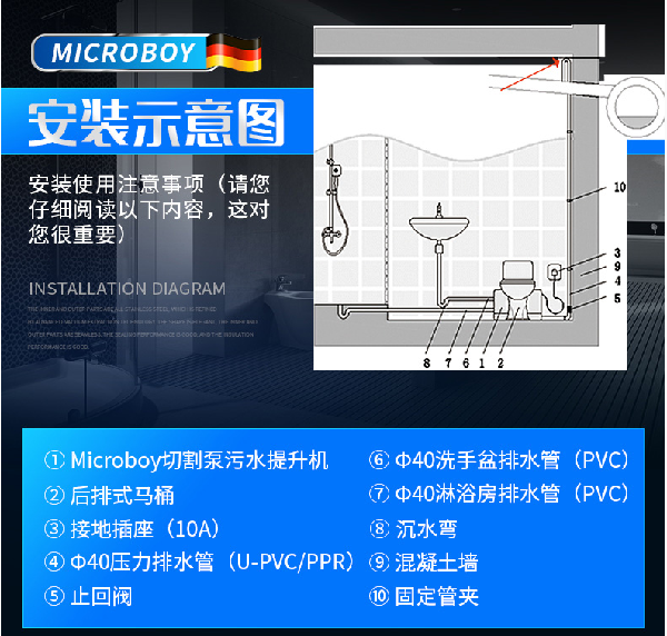 卫生间污水提升器 卫生间污水提升器